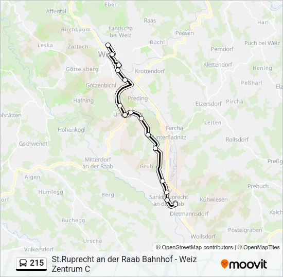 215 Bus Line Map