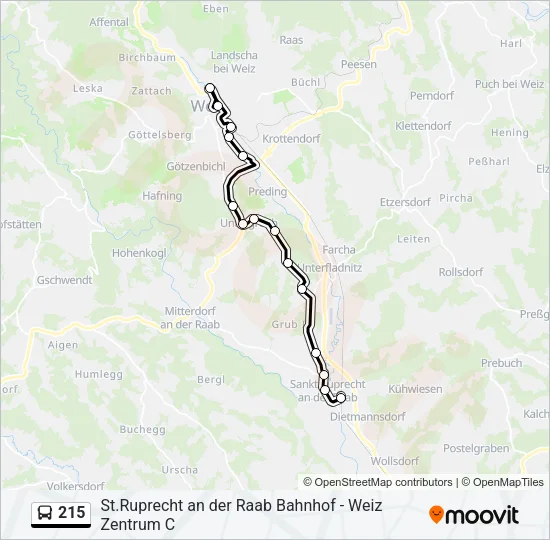 215 Bus Line Map