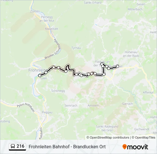 216 Bus Line Map