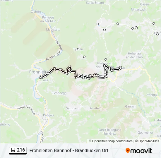 216 Bus Line Map