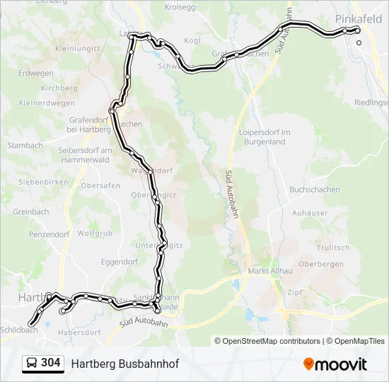 304 Bus Line Map