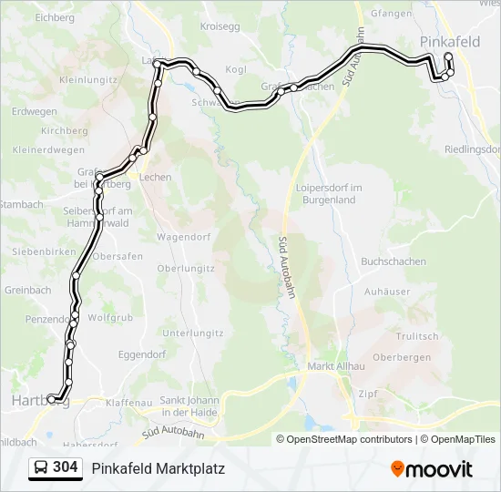 304 Bus Line Map