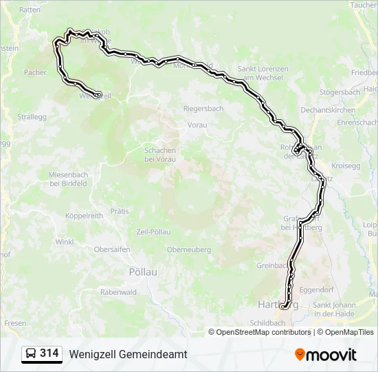 314 Bus Line Map