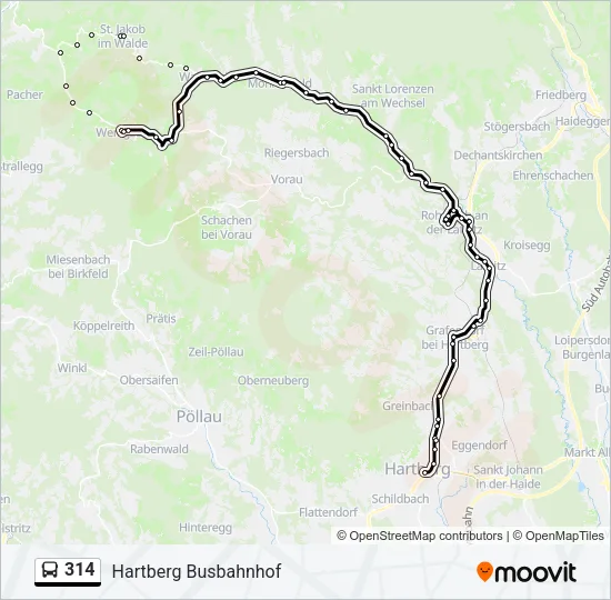 314 Bus Line Map