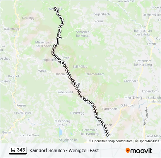 343 Bus Line Map