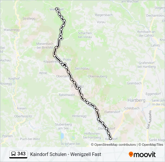 343 Bus Line Map