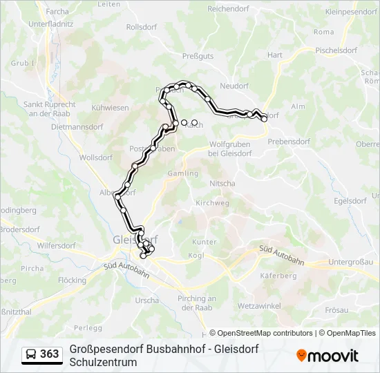 363 Bus Line Map