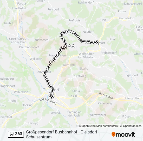 363 Bus Line Map