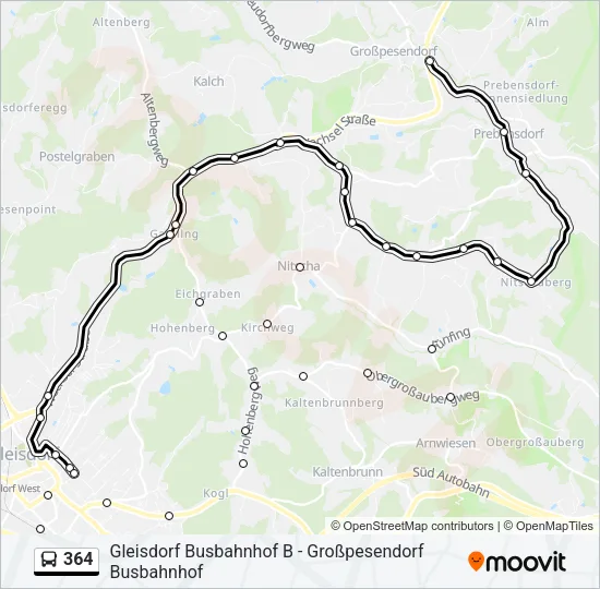 364 Bus Line Map