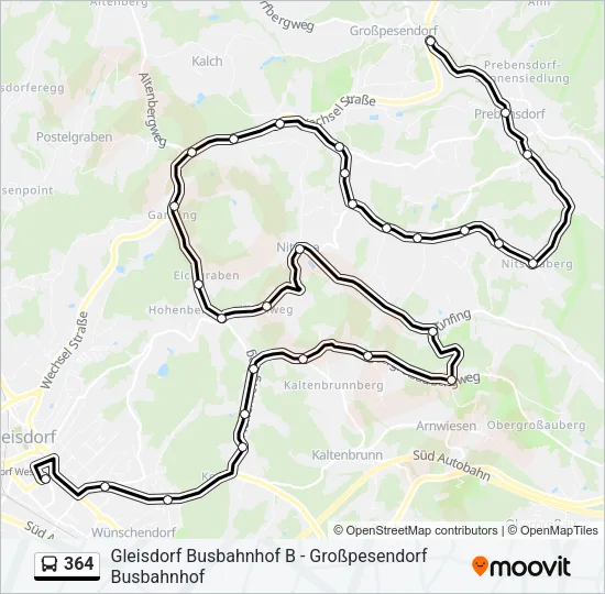364 Bus Line Map