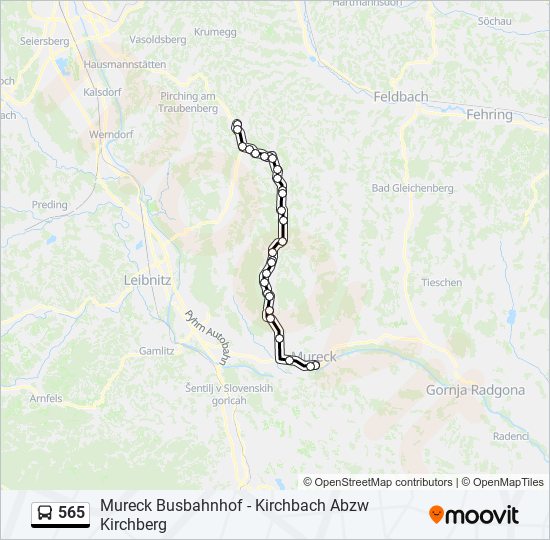 565 bus Line Map