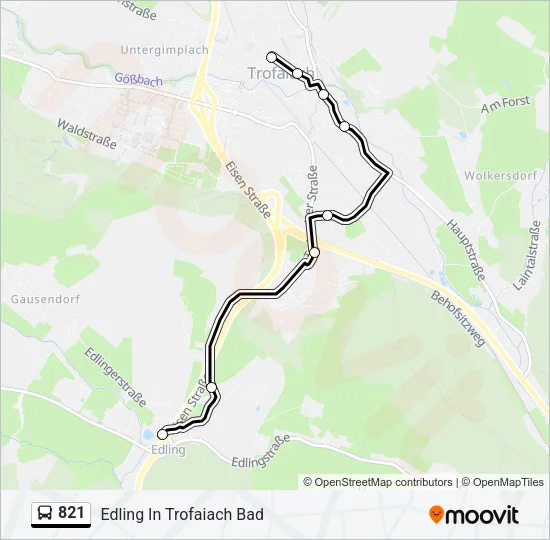 821 Bus Line Map