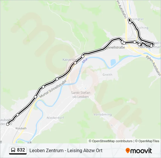 832 Bus Line Map