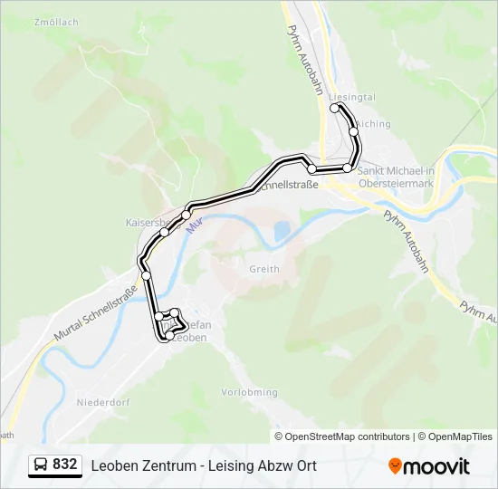 832 Bus Line Map