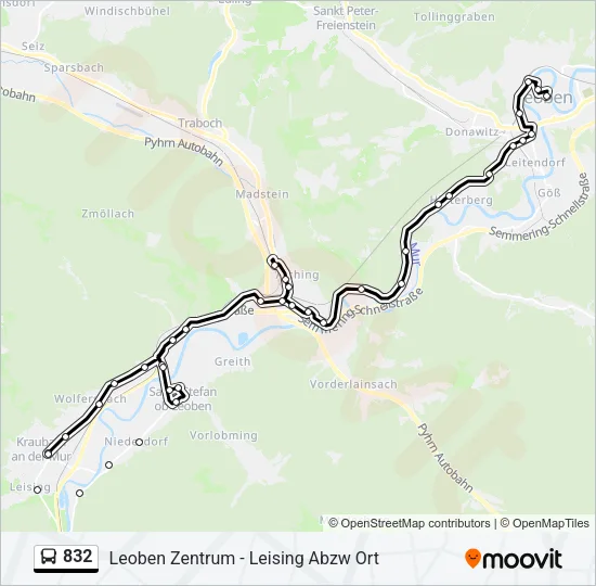832 Bus Line Map