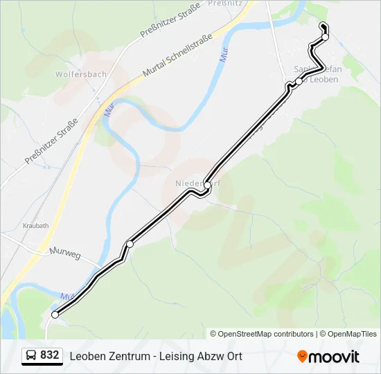 832 Bus Line Map