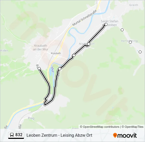 832 Bus Line Map