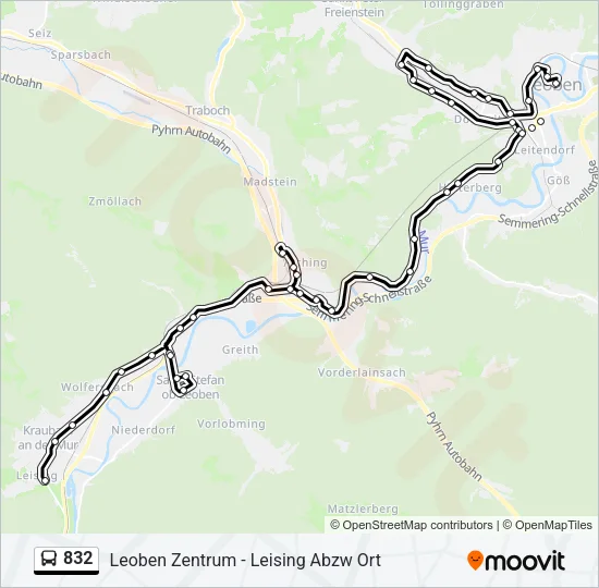 832 Bus Line Map