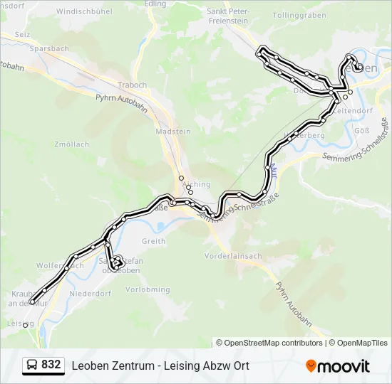 832 Bus Line Map