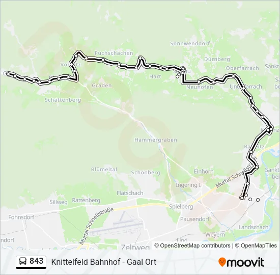 843 Bus Line Map