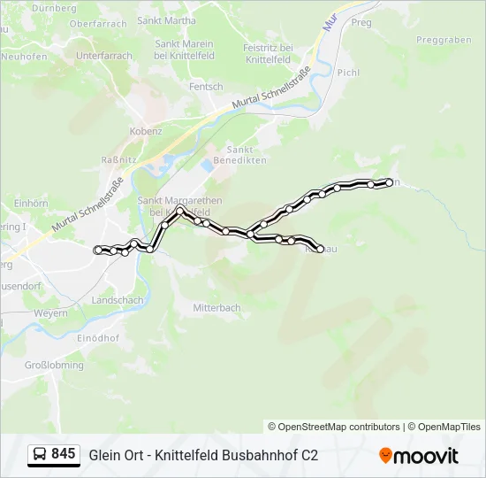 845 Bus Line Map