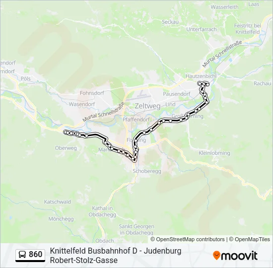 860 Bus Line Map