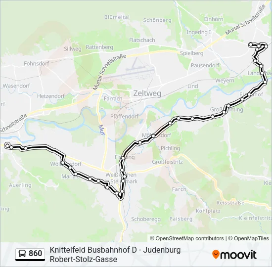 860 Bus Line Map