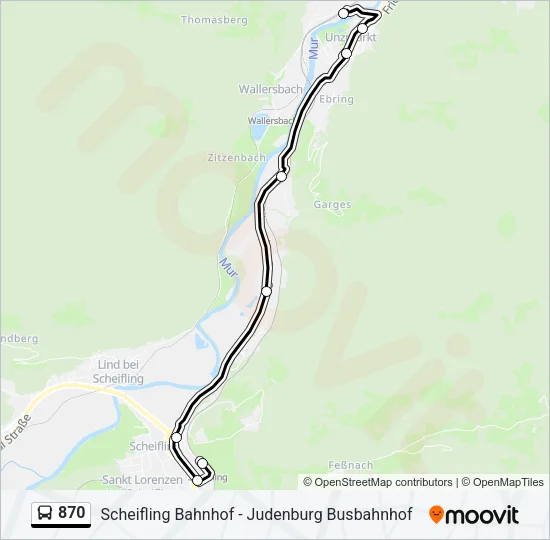 870 Bus Line Map