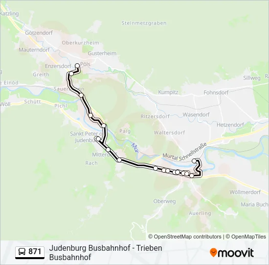 871 Bus Line Map