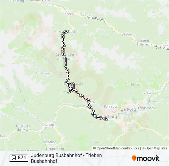 871 Bus Line Map