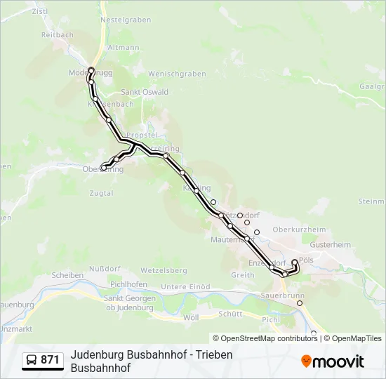 871 Bus Line Map