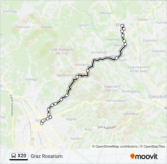 X20 Bus Line Map