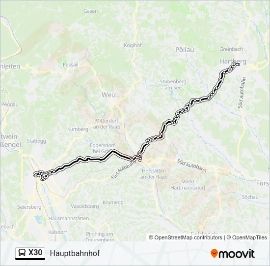 X30 Bus Line Map