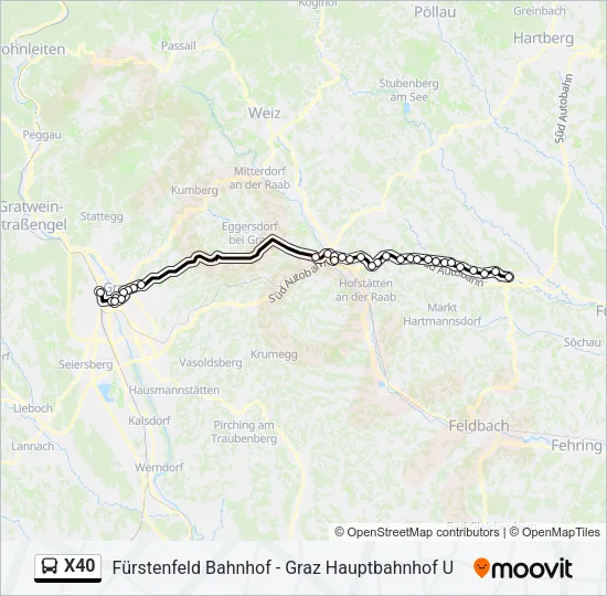 X40 Bus Line Map