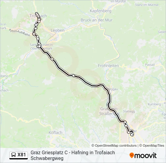 X81 Bus Line Map