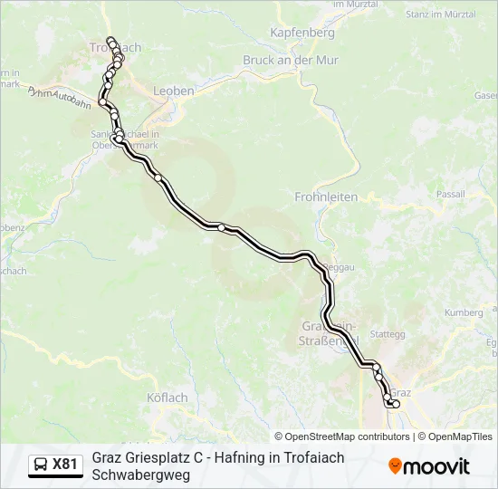 X81 Bus Line Map