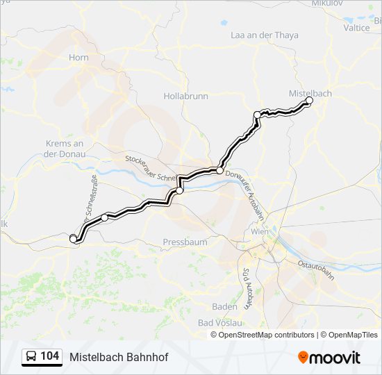 104 bus Line Map