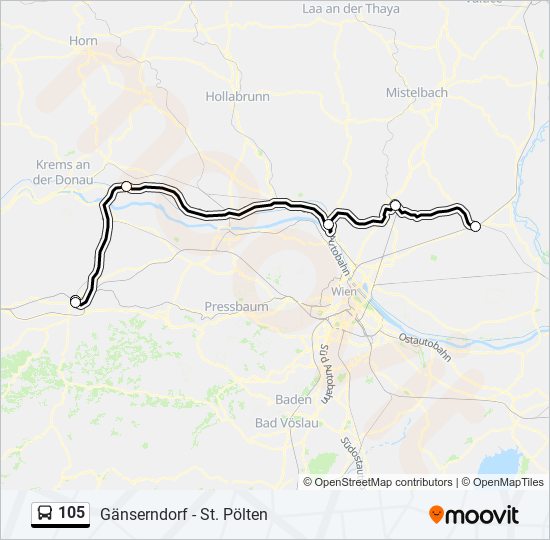 105 bus Line Map