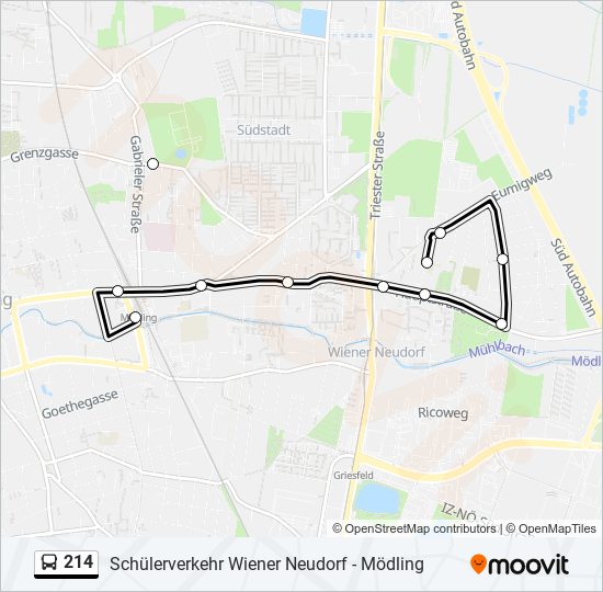 214 bus Line Map