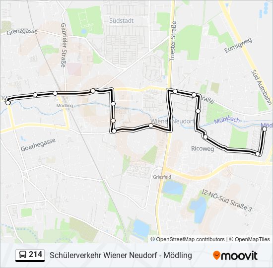 214 bus Line Map