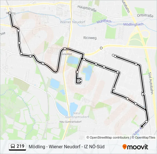 219 Bus Line Map
