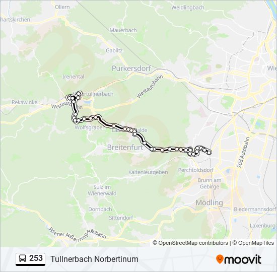 253 bus Line Map