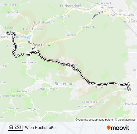 253 bus Line Map