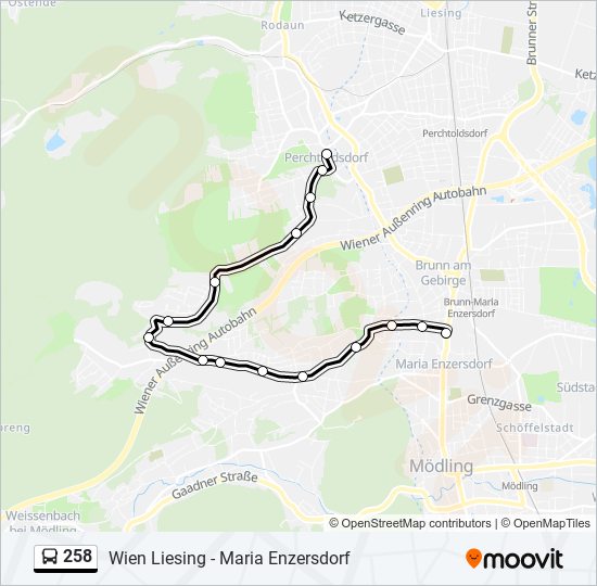 258 bus Line Map