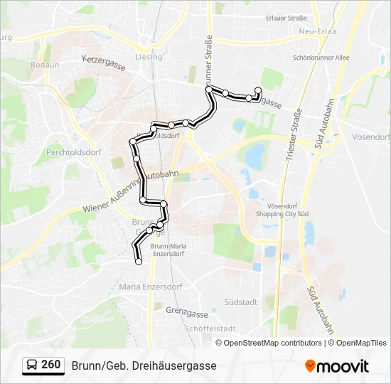 260 Route: Schedules, Stops & Maps - Brunn/Geb. Dreihäusergasse (Updated)