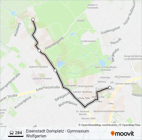 284 Bus Line Map