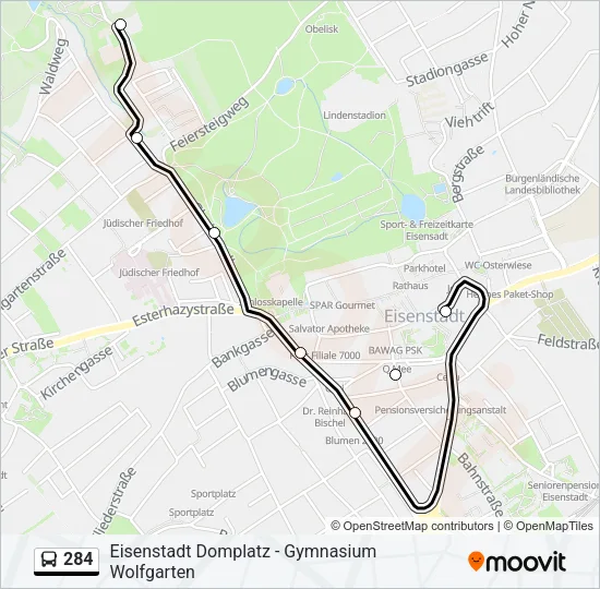 284 Bus Line Map