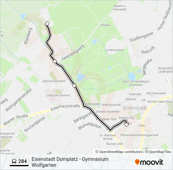 284 Bus Line Map