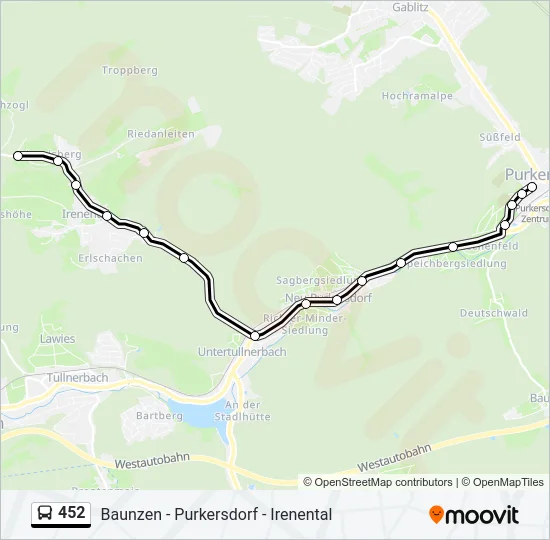 452 Bus Line Map