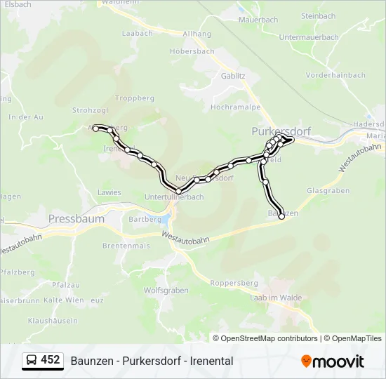 452 Bus Line Map